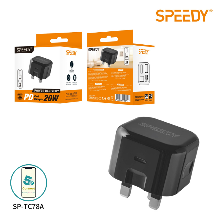 Type C 20w Fast Charger Wall Plug (Black)