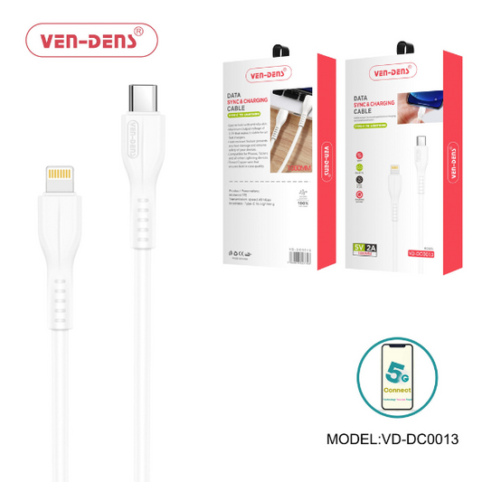 Type C to Lightning Charging Cable 2A White (1 Metre)