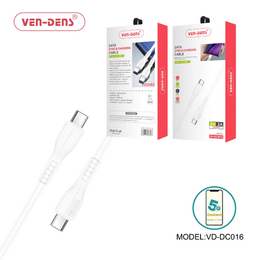Type C to Type C Charging Cable 2A White (1 Metre)