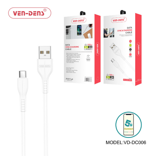 USB to Type C Charging Cable 2A White (1 Metre)