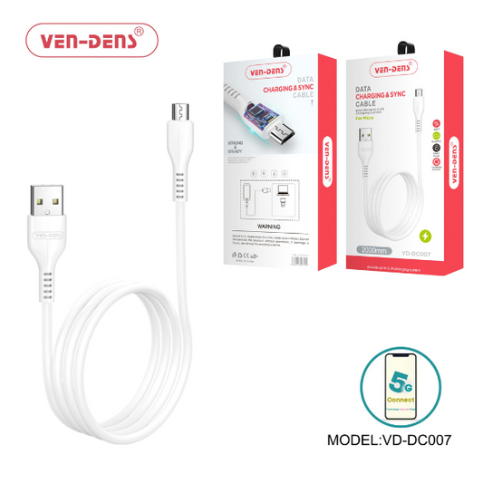 USB to Micro Charging Cable 2.4A White (2 Metre)