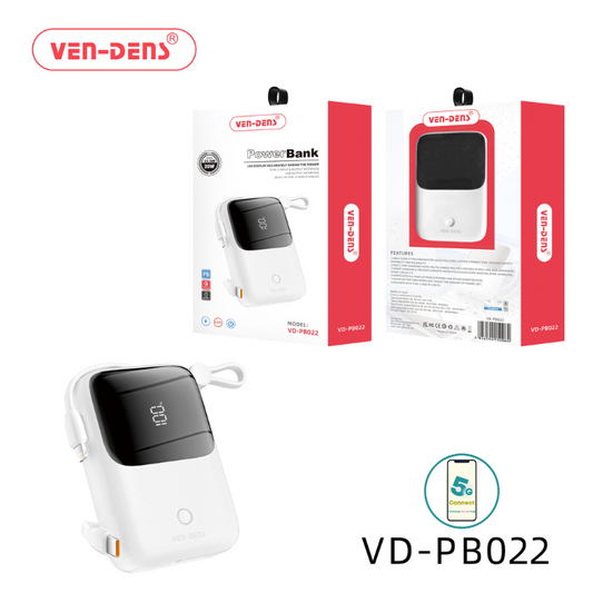 Power Bank 10000mAh 22.5W/20W LED DISPLAY BUIT IN TYPE C & IPHONE CABLES