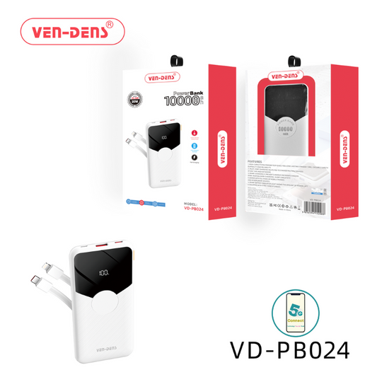 Power Bank 10000mAh 22.5W/20W LED DISPLAY BUIT IN TYPE C & IPHONE CABLES