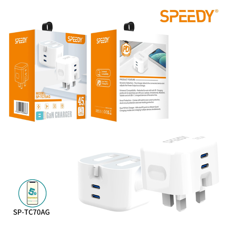 45W GaN Charger Dual Port Charger Plug (SP-TC70AG)