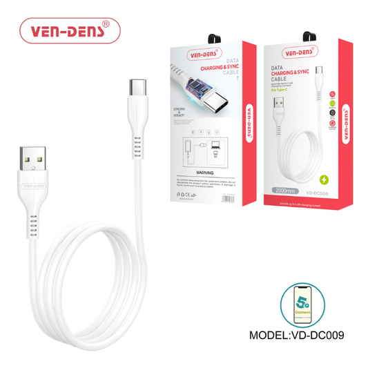 USB to Type C Charging Cable 2.4A White (2 Metre)