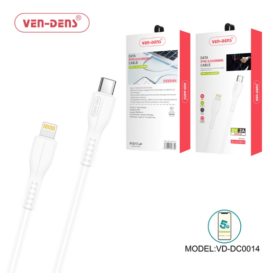 Type C To Lightning Charging Cable 2A White (2 Metre)