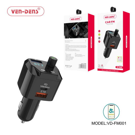 Car Charger & FM Player 2.1A USB + PD 18W