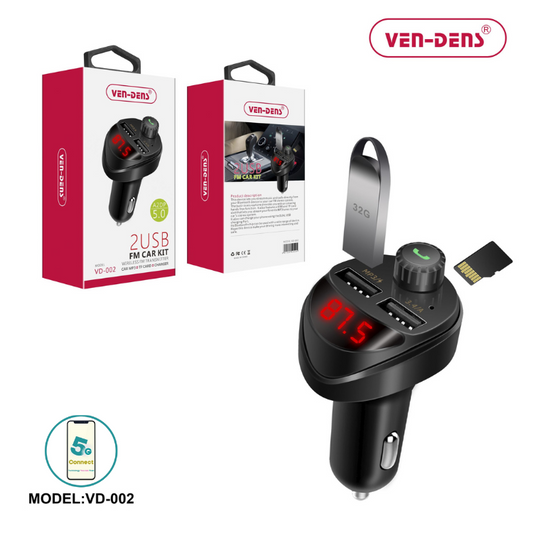Car Charger and Bluetooth FM Player with 2 USB and TF Port