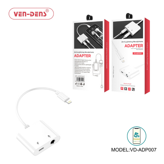2 In 1 Lightning To Headphone Adapter With Charging Port