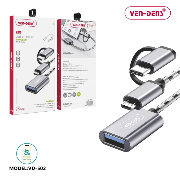 2 In 1 USB C + Micro to USB Connecter OTG Adaptor
