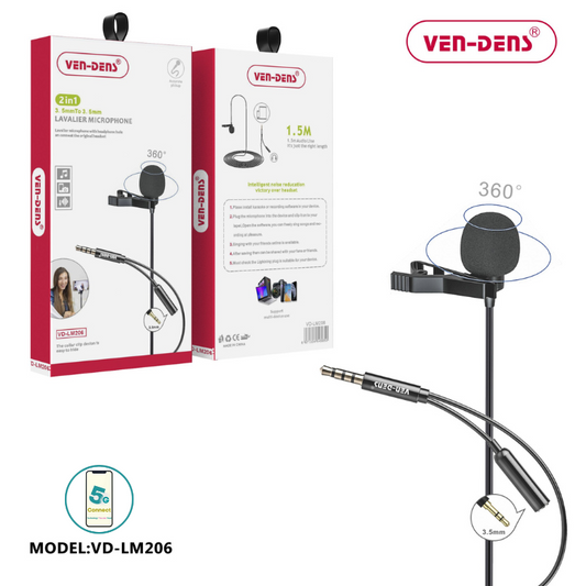 2 In 1 Lavalier Microphone to 3.5mm To 3.5mm Splitter
