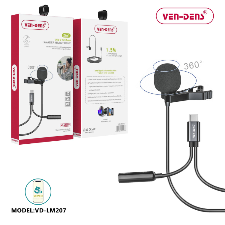 2 in 1 Lavalier Microphone to USB-C To 3.5mm Splitter