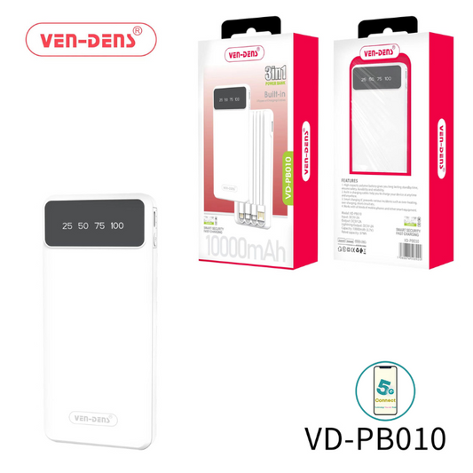 Power Bank 10000mAh 3IN1 Built in Charging Cables