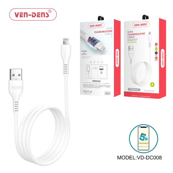 USB to Lightning Charging Cable 2.4A White (2 Metre)