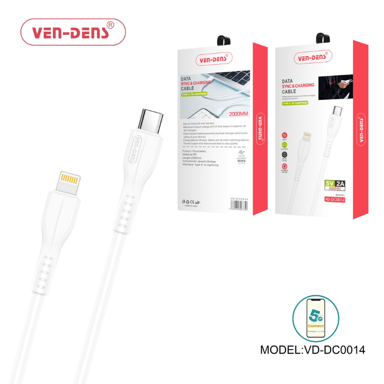 Type C To Lightning Charging Cable 2A White (2 Metre)