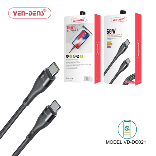 Type C To Type C Charging Cable 60W Black (1.5 Meter)